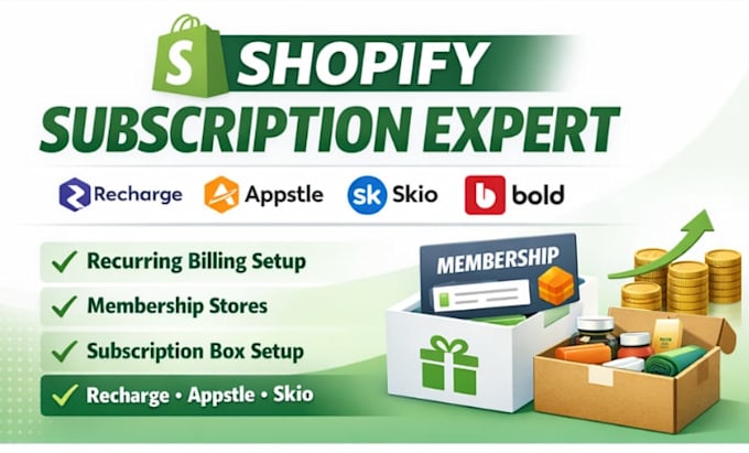 setup shopify subscription recharge appstle skio bold loop seal paywhirl subi