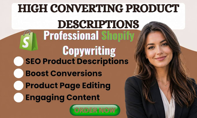 write or edit shopify product descriptions and product page copywriting