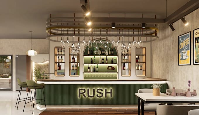 modern3d restuarant design,luxury lounge,profitable bar space,coffee shop render
