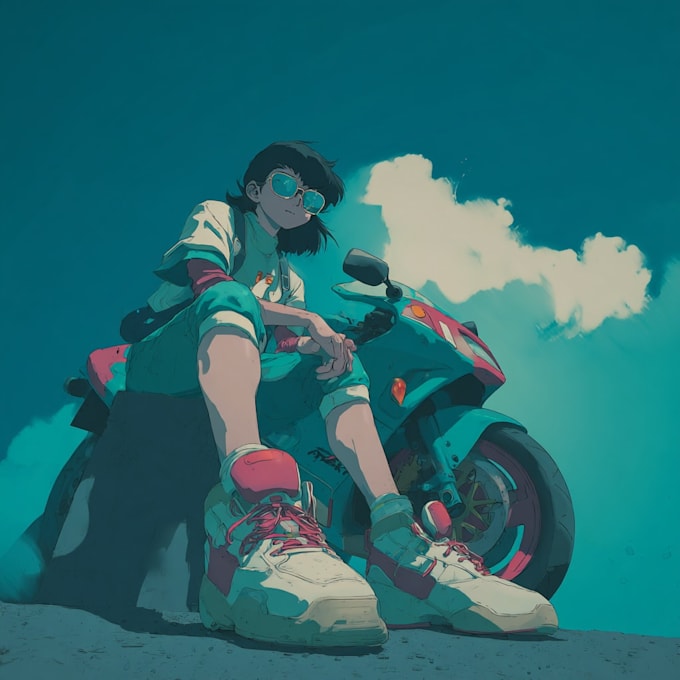 draw a retro 80s 90s anime illustration
