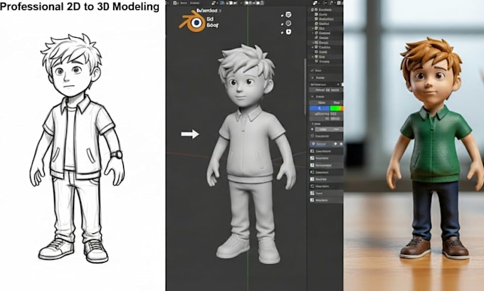 convert 2d character to 3d model sculpt 3d figurine image to 3d model