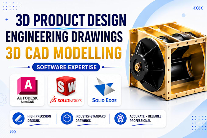 do 3d cad modelling 3d product design 2d drawings in solidworks and autocad