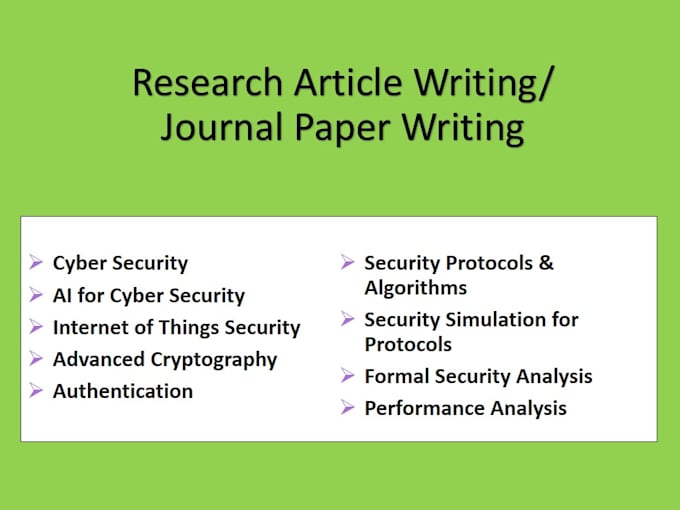 write cybersecurity articles for research journals