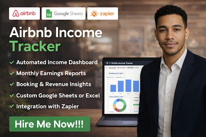 create airbnb income tracker dashboard in excel sheets, google sheets and zapier