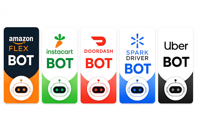 create amazon flex bot, instacart bot, doordash bot spark driver bot ,uber bot