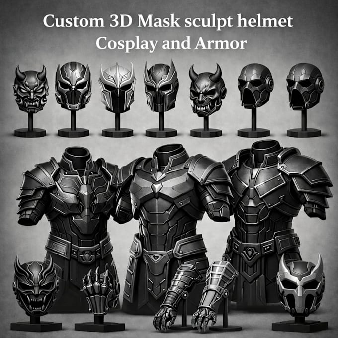 Design custom 3d mask sculpt helmet cosplay armor printable stl file by ...