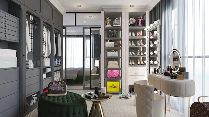 do 3d wardrobe design, walk in closet