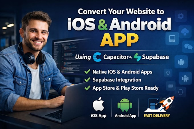 convert your website into ios and android app using capacitor and supabase