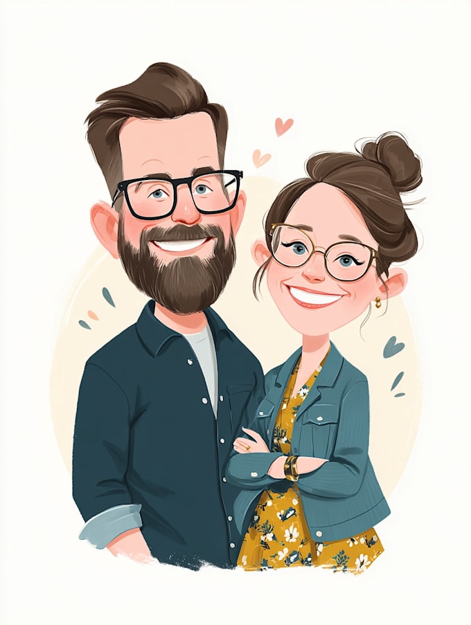 make a depict a couples caricature design