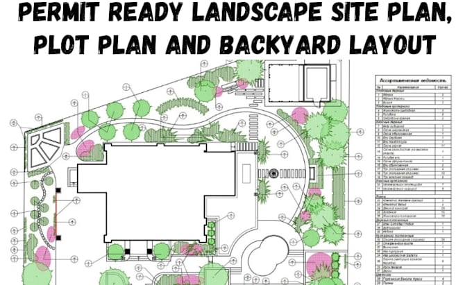 landscape site plan plot plan backyard design permit drawing 2d layout