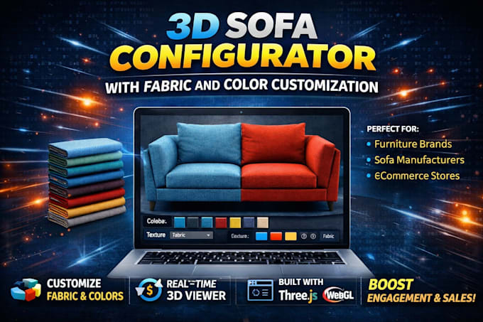 create 3d sofa configurator with fabric and color customization