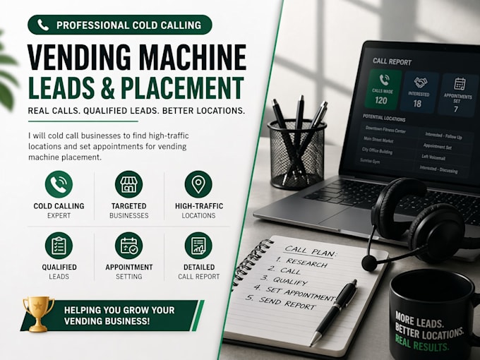 do cold calling for vending machine placement and business leads
