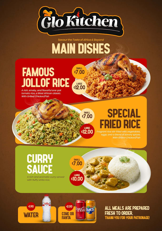 design eyecatching editable restaurant menu or food menu