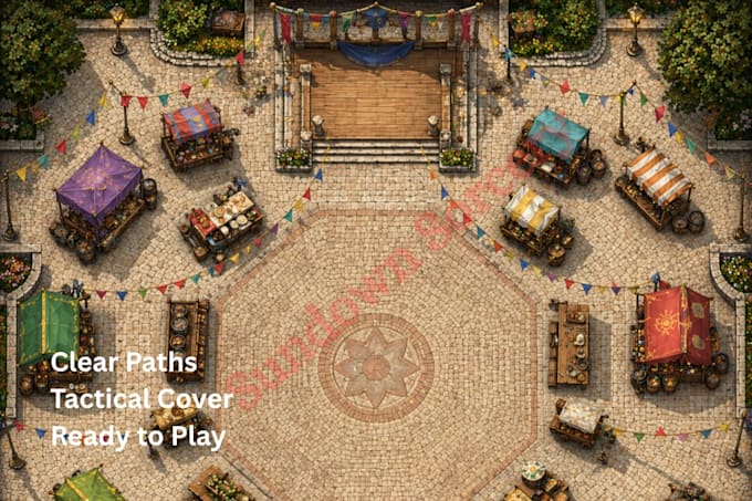 provide 10 dnd market battle maps for roll20 foundry vtt