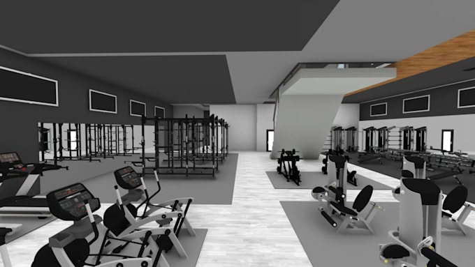create gym design interior design with 3d rendering  image