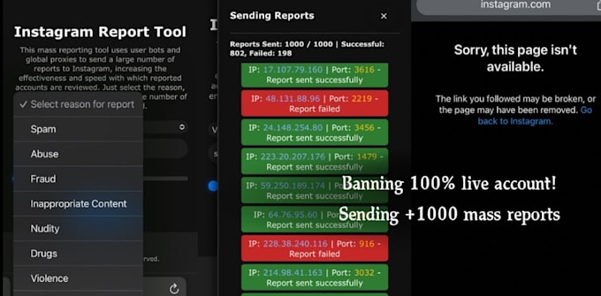 takedown instagram report,ig banning,auto posting bot,x fb auto commenting bot
