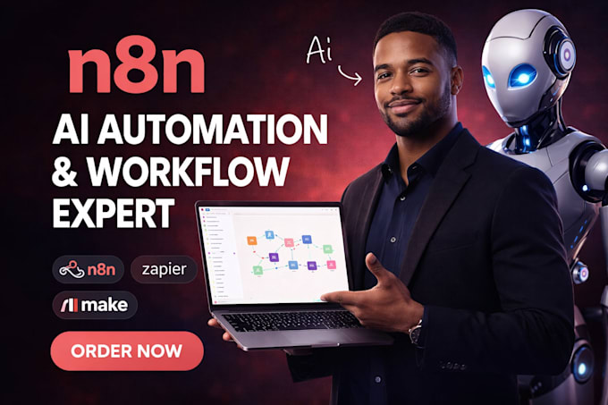 build n8n automation workflow, make com zapier integration and ai agent setup