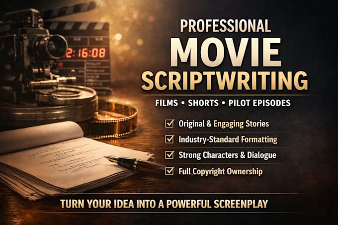 write a professional movie script and film script