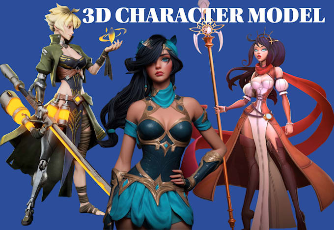 stylized 3d character model vtuber model vrchat avatar game asset rigging unity