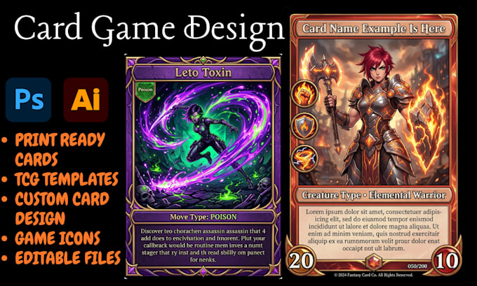 Create tcg design editable trading card game template icons pokemon ccg ...