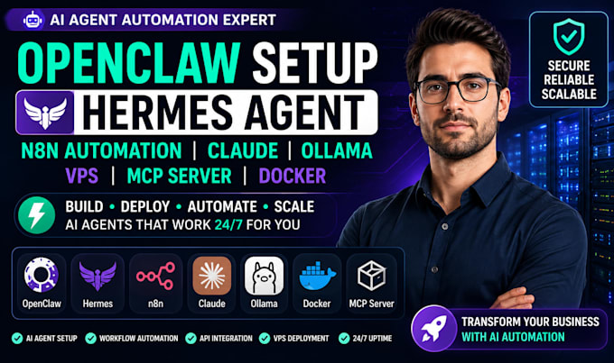openclaw setup hermes agent n8n automation claude ollama vps mcp server docker