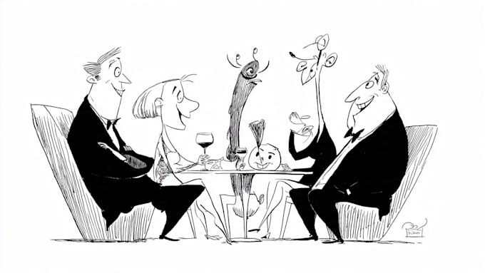 funny cartoon line art