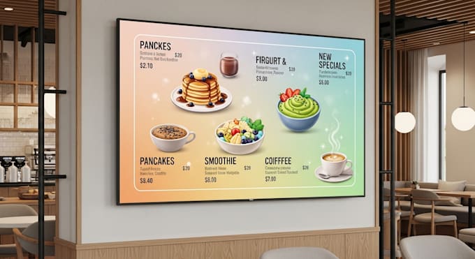 Create animated digital menu for signage tv, cafe, restaurant ...