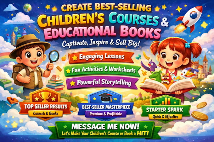 create best selling engaging children course development, educational book