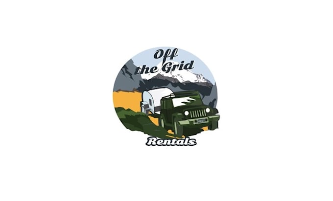 make off roading jeep trailer logo for off the grid rentals