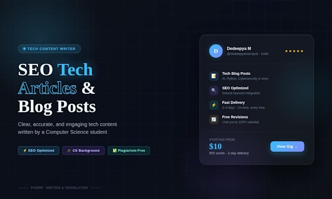 write SEO friendly tech blog posts and articles for your website