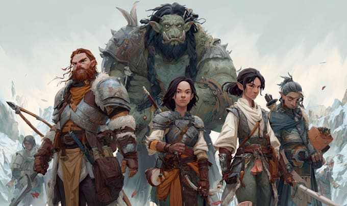 design professional rpg party illustration