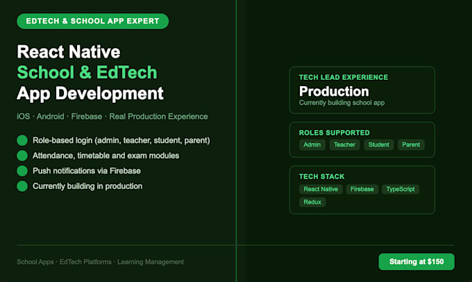 build a react native school management or edtech mobile app