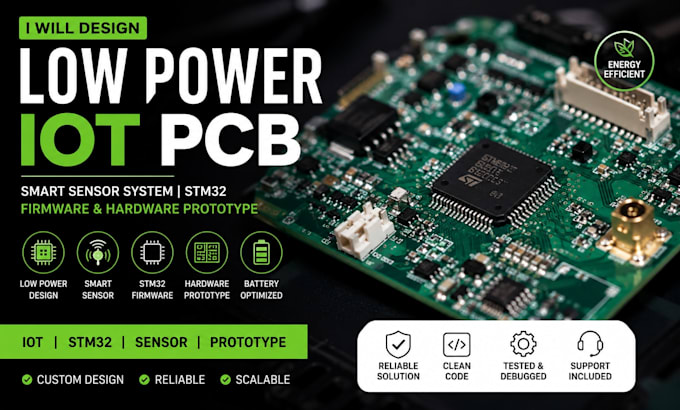 design low power iot pcb, smart sensor system,stm32 firmware hardware prototype