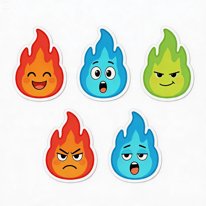 cute fire emoji sticker design
