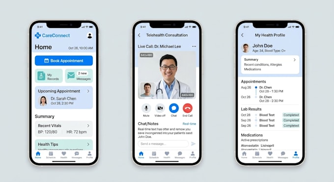 create UI UX for healthcare apps