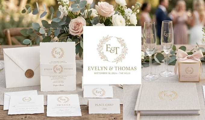 create a wedding logo stationery and gifts