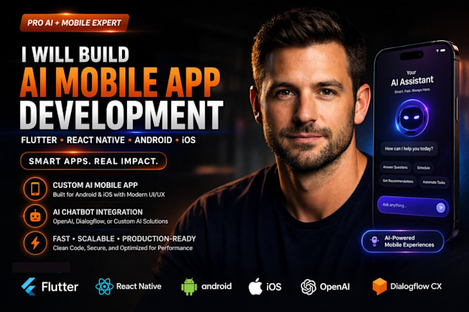 Build ai mobile app development flutter react native android ios app ai ...