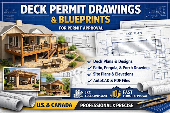 Design deck permit drawing blueprint and deck plans for approval by ...