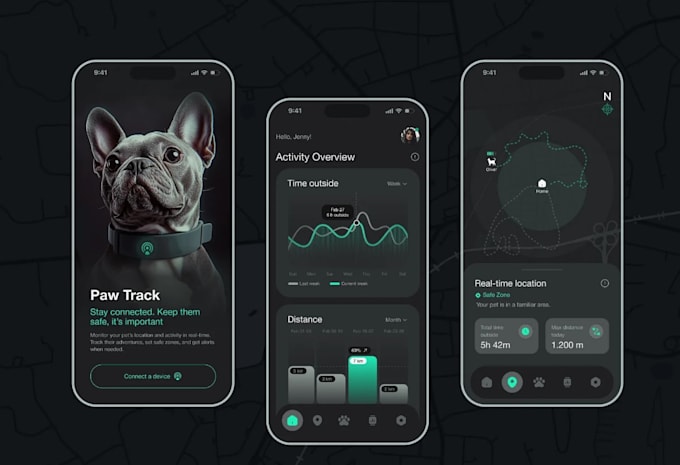 develop pet tracking app, pet adoption app, and pet care app