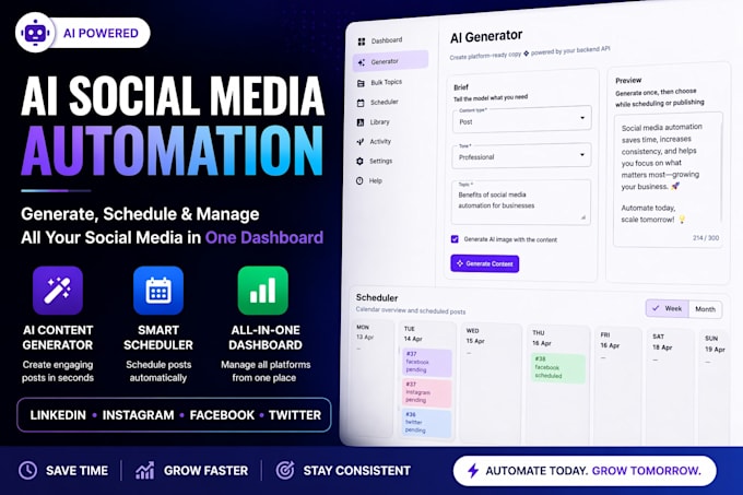 build ai social media automation system with scheduling