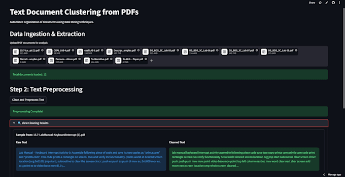 build a document clustering system with PDF text extraction