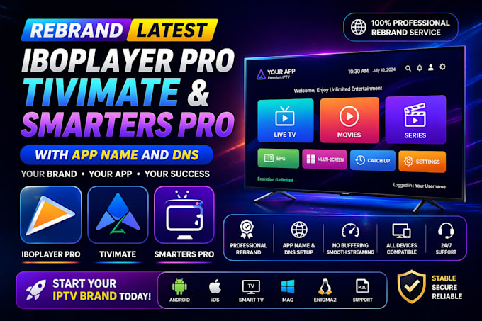 Rebranding du dernier iboplayer pro tivimate smarters pro avec nom d ...