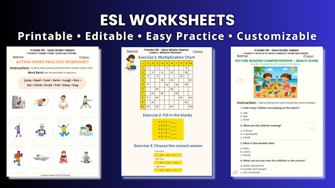 create printable esl worksheets for kids and beginners