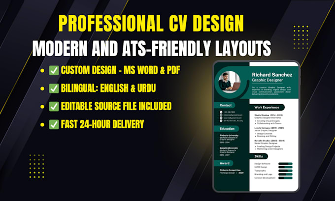 Create ats friendly professional resume and modern cv design by ...