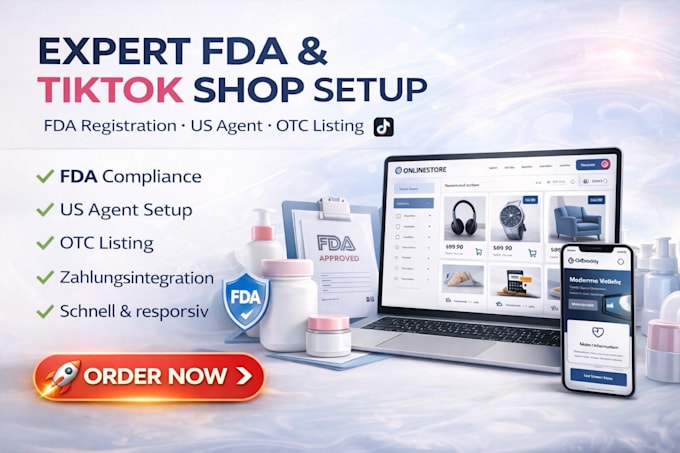 Handle fda registration us agent otc listing and tiktok setup ...