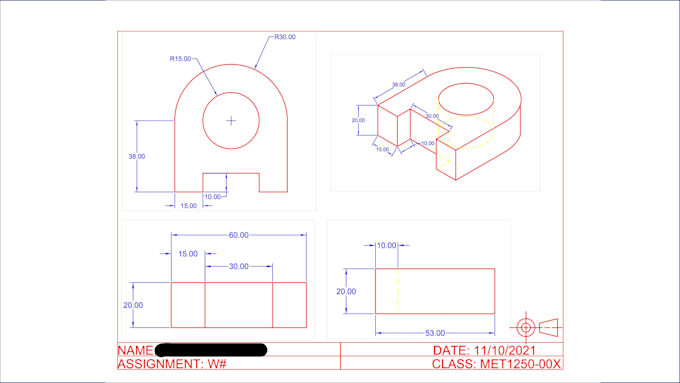 draw in autocad, plan elevations sections isometric,orthographic view assignment