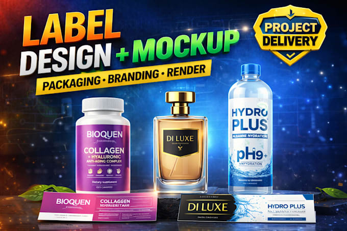 design 3d product mockup, product rendering, label and packaging design