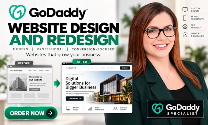 do godaddy website design godaddy website redesign, fix systeme io website