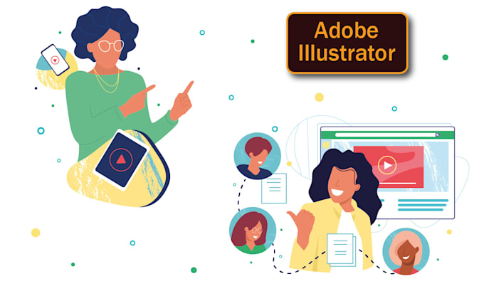 create flat vector illustrations for saas and education