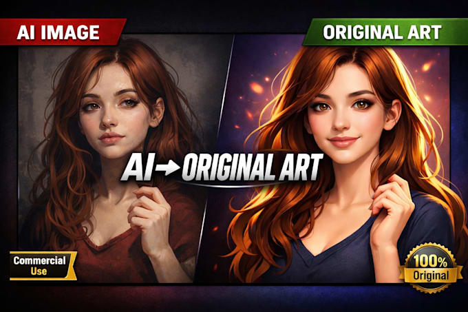 redraw ai art into original artwork for commercial use
